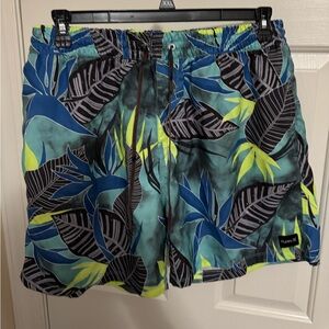 Men's Tropical Print Shorts - Blue and Green Hurley XXL